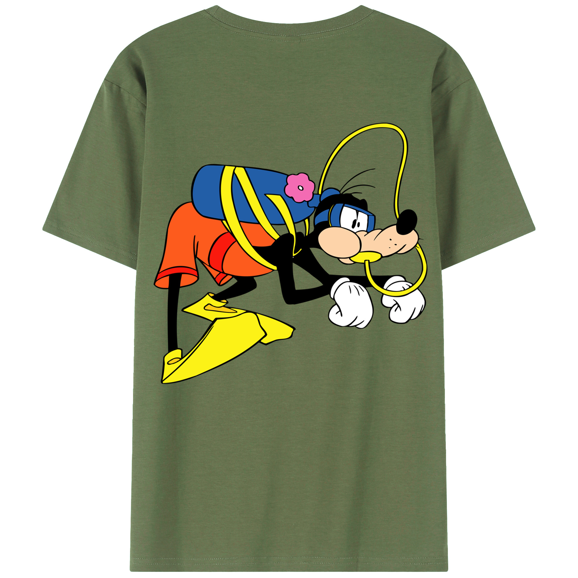 ミッキーマウス Mickey Mouse 綿100％ メンズ半袖Tシャツ（バックプリント） 通気性